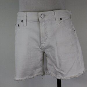 Gap White Denim Cutoff Shorts 5" Raw Hem Summer High Rise Size 26